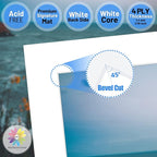 Mat Board Center, Pack of 10, 20x24 for 16x20 White Photo Picture Mats - Acid Free, 4-ply Thickness, White Core - for Pictures, Photos, Framing