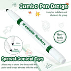 18 Pcs Line Washable Markers Bulk Green Fine Tip Markers Set Coloring Thin Tip Drawing Washable Pen for Kids Art School Classroom Back to School Gender Reveal Party Supplies, Ages 6+