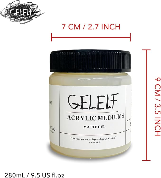 Acrylic Matt Medium, Transparent Acrylic Paint, Professional Matte Gel Medium for Gel Plate Printing Art, 280mL, 9.5-oz