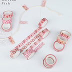 12 Rolls Fairy Washi Tape Set, Fairy Mushroom Butterfly Floral Decorative Tape, Pink Watercolor Masking Tapes for Scrapbooking Journaling Party Supplies, DIY Art Crafts, Gift Wrapping 16.4FT