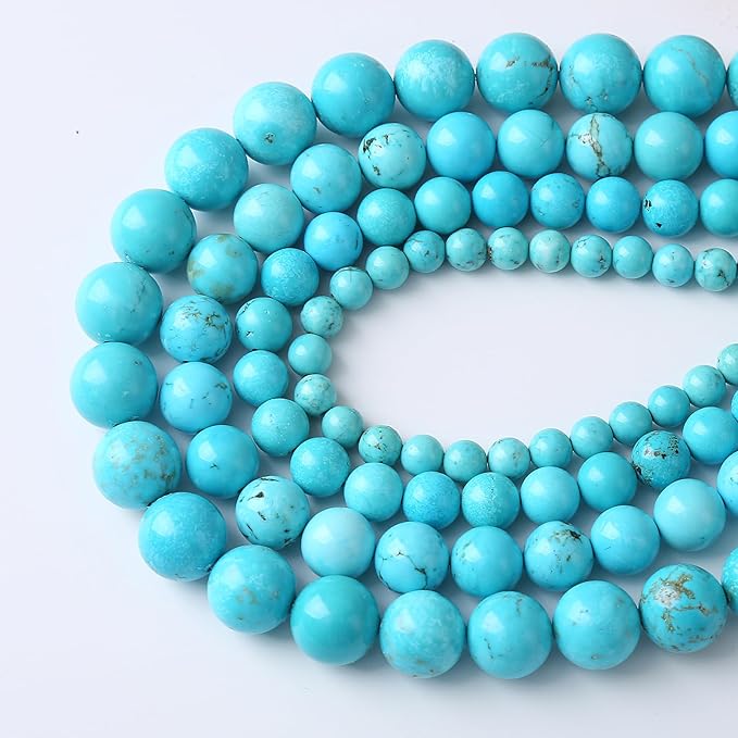 4mm 90pcs A+ Natural Blue Turquoise Beads Round Spacer Loose Stone Beads for Jewelry Making DIY Bracelet Necklace Accessories