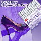 Guangna 12 Purple Dual Tip Acrylic Paint Markers, Brush Tip & Chisel Tip Acrylic Paint Pens for Rock, Wood, Glass, Paper, Coloring Book, Ceramic, Canvas, Water-Based Ink
