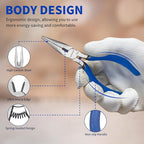 KAIHAOWIN Mini Needle Nose Pliers 5"-5 Pack KAIHAOWIN Small Long Nose Pliers with Wire Cutters, Spring Loaded Thin Needle Nose Pliers, Precision Pliers Set for Crafts/Jewelry Making/Tiny Project