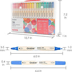 Grabie 36 Dual Tip Acrylic Paint Markers, Acrylic Paint Pens, Fabric Markers for Fabric, Canvas, Rock, Glass, Wood, Paper, DIY, Canvas DIY Art Supplies Kit, Set of 36