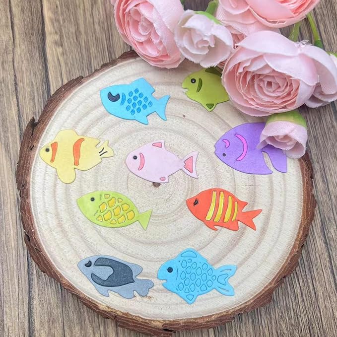 Cutting Dies Metal Stencils Scrapbooking Tools DIY Embossing Template for Paper Card Making Album Arts Crafts Supplies (9 Mini goldfish-10.3x7.4cm)