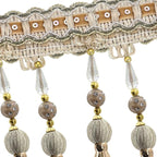 3yards Beading Fringe Trimming Long Beads Tassel Curtain Trim Ribbon Trim for Cover Edge Decorative (beige)