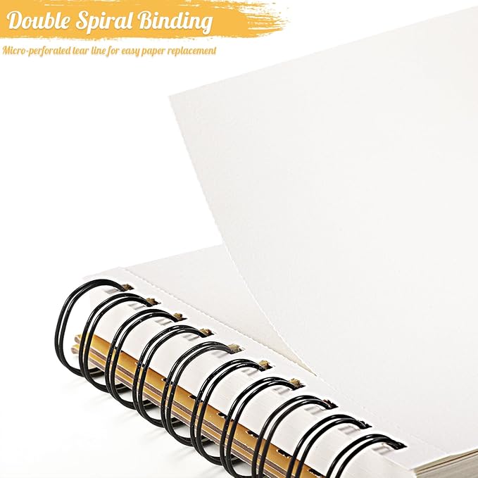 A5 Sketchbook, 2 Pack Mixed Media Sketchbook 120 Sheets Total, 98lb/160g/m² Heavy Weight Spiral Artist Sketchbook for Sketching, Crayons, Acrylics, Crafts, Ideal Gift