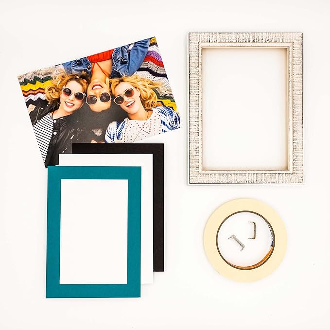 8.5x11 Mat Bevel Cut for 7x9 Photos - Acid Free Teal Blue Precut Matboard With Backing Board and Crystal Clear, Self Seal Photo Mat Bag - For Pictures, Photos, Framing - 4-ply Thickness