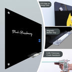 Magnetic Glass Black Board 48"x36" Glass Dry Erase Blackboard Tempered Glass Whiteboard Wall Mounted for Office School Home (Black)