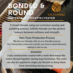 Bonded & Round Waxed Threads, 3-PLY Round Thread 12 Colors 384 Yards - Hand Sewing - All Leather Projects/Crafts/All-Purpose Threads/Macrame/Bracelet (0.45 mm, 32yd/Each)