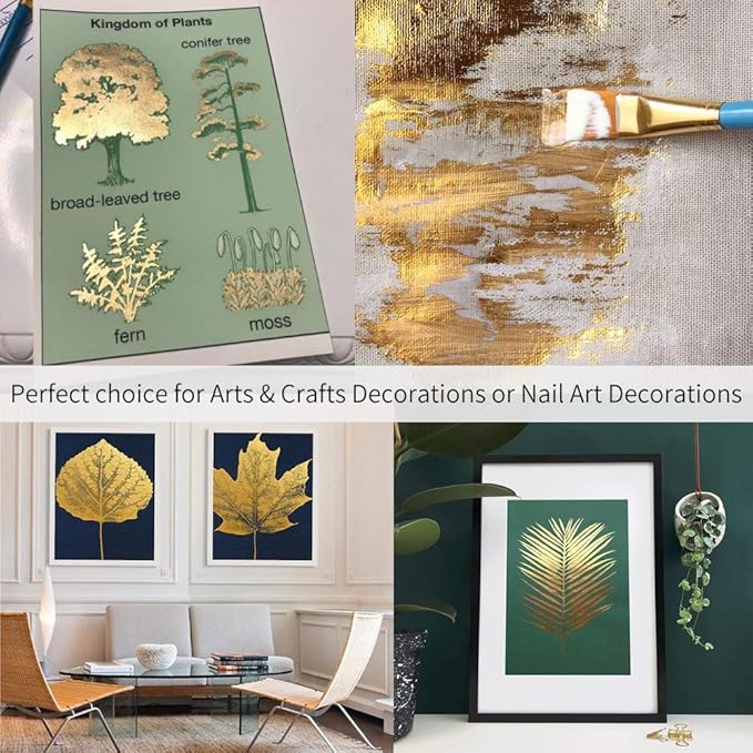 KINNO Gold Leaf Sheets - Champagne Gold Foil Paper 500 Sheets for Picture Frames, Sculpture, Handcrafts, Furniture, Arts Decoration, Gilding, Nails, Paintings, 3.15 by 3.35 Inches
