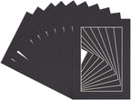 Pack of Ten 8.5x11 Mats Bevel Cut for 7x9 Photos - Acid Free Black Precut Matboards for Pictures, Photos, Framing - 4-ply Thickness
