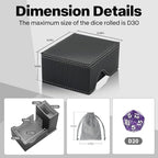 Dice Roller Tower, Premium DND Magnetic Dice Tray, Foldable PU Leather Dice Tower RPG Gifts for Dungeons and Dragons MTG Dm & Player Black/Grey