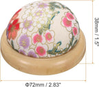HARFINGTON Pin Cushion Wooden Base Japanese Style Round Pincushion Needle Holder for Sewing Quilting Needlework DIY Crafts, White Floral Style