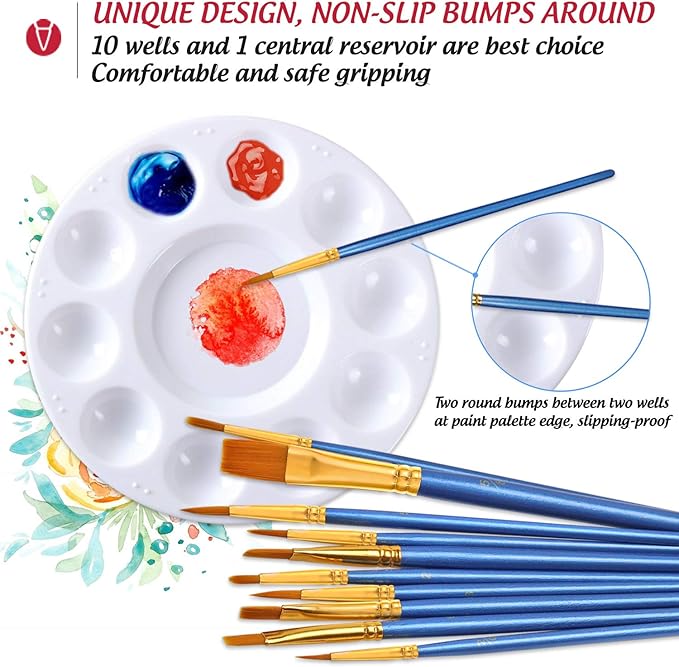 DUGATO Halloween Artist Paint Brush & Palette Set - 20 Nylon Brushes (Assorted Sizes & Shapes) with 5 Mixing Trays - Ideal for Acrylic, Watercolor, Oil & Gouache Painting