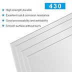 4PCS 6"x12"x1/32 Stainless Steel Metal Plates for Magnetic Mount Board Wall,Tickness 0.8mm 430 Stainless Steel Shim Stock Plates for Crafting, Kitchen, Office