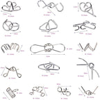 Ahyuan Metal Wire Puzzles Set of 16 Large Thick IQ Test Mind Games Toys Brain Teaser Puzzles Metal Wire Magic Trick Toy Metals IQ Puzzle Fidget Toys Party Favors for Kids Adults Challenge (Silver)