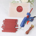 Metallic Red Sealing Wax Sticks, WASOHLING 20Pcs Glue Gun Wax Seal Sticks for Wax Seal Stamp, Wine Red Wax Seals for Christmas Wedding Invitation Envelope Letter Seals, Craft Adhesive (Mini Size)