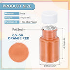 uxcell 10g/0.35oz Cosmetic Grade Mica Powder, 600 Mesh Mica Powder Natural Resin Epoxy Pigment Powders for Casting Resin, Candle Dye, DIY Nail Polish and Lip Gloss, Orange Red