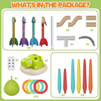 Aliex 3 in 1 Dinosaur Musical Jumping, Toss Ring and Stomping Launch Rocket Launcher, Indoor & Outdoor Sports Toys with Remote Control for Kids Ages 3-8 4-6,Active Outside Toy Gift for Boys and Girls