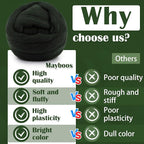 Mayboos Wool Roving Yarn, 1.76oz Colored Natural Wool Roving,Wool Felting Supplies Pure Wool Chunky Yarn for Wet Felting handcrafts and Spinning (Dark Green Color)
