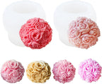 JDH 2 PCS Rose Ball Round Candle Mold 3D Rose Flowers Silicone Mold Flower Molds de silicona para velas for Candy & Home Decor - Resin Casting & Making Molds for Candle, Resin, Soap & Chocolate