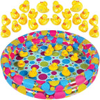 Gamie Duck Pond Matching Carnival Game for Kids, 36" x 6" Inflatable Pool & 20 Plastic Ducks with Numbers, Water Outdoor Game for Kids, Fun Memory Game for Backyard, Birthday Party Field Day Games