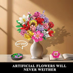 Flower Bouquet Building Set, 1464 PCS Botanical Collection Building Block Toy, 18 Flowers Rose Sunflower Home Plant Decor, Birthday Gifts for Adults Women Boys Girls 8-12+
