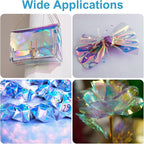 MECCANIXITY Holographic Clear PVC Vinyl Film Holographic PVC Fabric Waterproof Dichroic Film 12 x 48 Inch for Handbags Bows Earrings DIY Craft,Laser Orange Yellow
