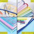 AUSTARK 20 Pcs Zipper File Bags, Plastic Mesh Pouch, Board Game Storage Bag, Waterproof Bags for Office School (A5 Size 9.2''x6.7'', Multicolored)