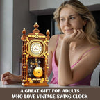 Retro Swing Clock Building Blocks Set, Vintage Pendulum Clock with Functional Clock Mechanism Model Kit, Creative Gift Toys for Adults Teens 14+ (751 Pieces)