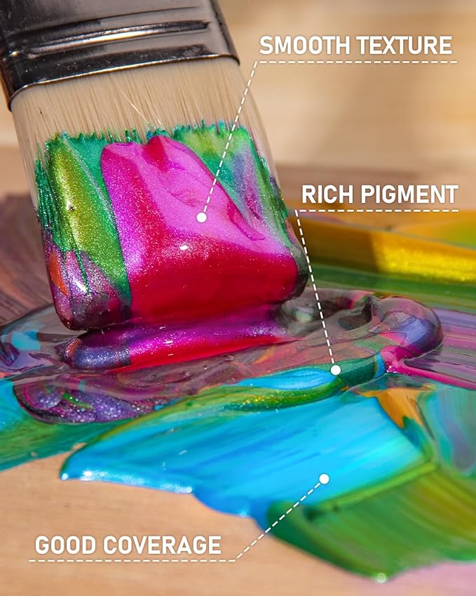 Nicpro Iridescent Black Acrylic Paint, 8.45oz / 250ml Large Bottle Black Metallic Acrylic Paint, Color Shifting & Non-Toxic Art Painting Supplies For Craft Canvas Fabric Rock Wood Ceramic Metal