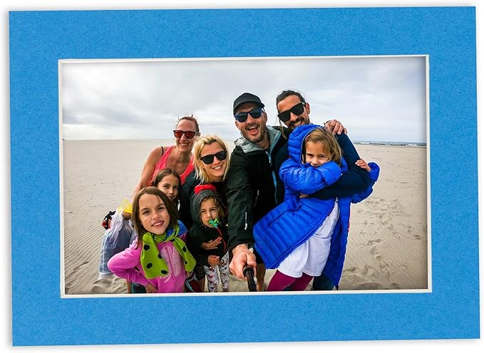 8x10 Mat for 6x8 Photo - Precut Bay Blue Picture Matboard for Frames Measuring 8 x 10 Inches - Bevel Cut Matte to Display Art Measuring 6 x 8 Inches - Acid Free ONE MAT with Backing Board & Clear Bag