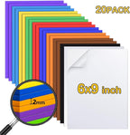 MEARCOOH 20pack 10 Colors Self Adhesive Foam Sheets 6x9 Inch 2mm,Sticky Eva Foam Paper for Crafts Christmas Cardmaking Classroom Scrapbooking