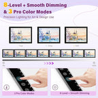 ZEXALIGHT A2 Light Box for Tracing, Light Pad for Diamond Painting with 8 Levels/Stepless Dimming Brightness and 3 Color Modes, Ultra-Thin Copy Board Light Table for Artists Tracing Drawing (Purple)
