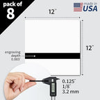 Trotec TroLase | 12"x12"x1/8", 8 Pcs | White/Black | 2 Ply | Modified Acrylic | Laser Engraving Double Color Plastic Sheet | Engraving Blanks for Laser, Saw, Guillotine | Made in USA