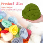 PATIKIL Wool Roving Yarn, 80G/2.82OZ Soft Felting Wool Pure Chunky Roving Yarn Bulk for Needle Felting Knitting Blanket Spinning Weaving DIY Craft, Light Green