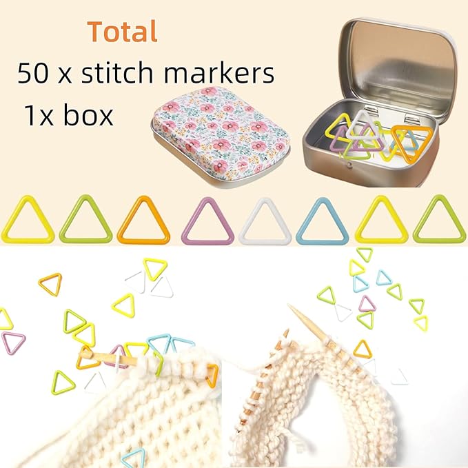 50Pcs Split Ring Stitch Markers with Box,Spiral Metal Stitch Markers for Crocheting Knitting Sewing DIY Handmade Crafts