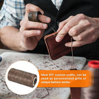 MECCANIXITY Waxed Thread,284 Yard 0.8mm 150D Flat Wax Thread Polyester Waxed String for Leather Sewing Hand Weaving Book Binding Home Decoration, Brown