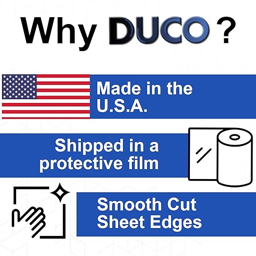 Duco USA-Made Clear Cast Acrylic Sheet 1/8 Inch Thick 12" x 36" - 1 Pack of Transparent Plexiglass Sheet - Lightweight Acrylic Board for Window Replacements, Displays, Signs, and More