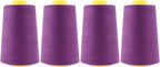 Mandala Crafts 4 Pack of Serger Threads Cones Spools - 40S/2 24000 Yards Polyester Mulberry Threads for Sergers Machine and Overlock Quilting Sewing Machine