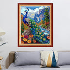 Stamped Cross Stitch Kits - Beach Night Landscape Counted Cross Stitch Kits for Beginners Adults Needlepoint Cross-Stitch Patterns-Peacock Scenery 16x20 inchs