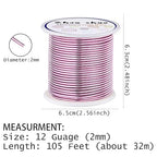 12 Gauge(2mm) Aluminum Wire 35 Yards Anodized Metal Wire for Bonsai Armature Crafting Sculpting Jewelry Craft Making Beading Floral (Pink, 12 Gauge)