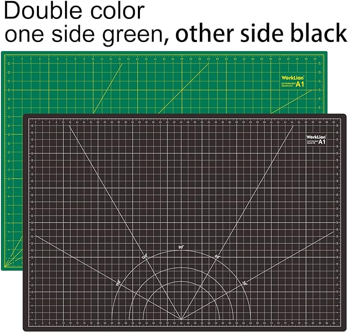 WORKLION Self Healing Cutting Mat: 24 x 36 inch Large Double Sided 5-Layer Gridded PVC Cut Mat for Sewing & Quilting & Scrapbooking & Arts and Crafts Projects (Green/Black)…