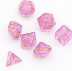 7-Die DND Dice Set Polyhedral Dice Set with a Leather Dice Bag, D&D Dice Set for Dungeons and Dragons, RPG Table Games (Pink/G)
