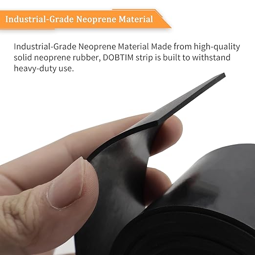 DOBTIM Thin Solid Neoprene Rubber Strips 1/16 (.062)" Thick X 2" Wide X 110" Long, Rubber Sheets, Rolls & Strips Use for Gaskets, Sealing, Bumpers, Protection, Abrasion, Flooring