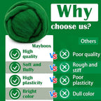 Mayboos Wool Roving Yarn, 1.76oz Colored Natural Wool Roving,Wool Felting Supplies Pure Wool Chunky Yarn for Wet Felting handcrafts and Spinning (Green Color)