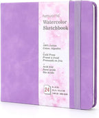 tumuarta Square Watercolor Sketchbook, 6x6 in,140 LB, 300GSM, 100% Cotton, Cold Press, Acid Free, 24 Sheets,48 Pages, Watercolor Journal for Use As Travel Notebook and Mixed Media Pad On The Go