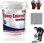 Epoxy Floor Paint, Epoxy Colored Sand Floor Paint, High-Gloss Marble Effect Self-Leveling Coating, Waterproof, Non-Slip, Ultra-Durable for Garage, Basement, Wood Floors (Sesame Gray,8.8Ib)