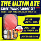 NIBIRU SPORT Professional Ping Pong Paddle Sets, 2 Paddle or 4 Paddle Table Tennis Set with Tournament Quality Balls and Carry Bag/Storage Case, Table Tennis Equipment & Ping Pong Accessories